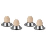 Lot de 4 porte - coquetiers, coquetiers en acier inoxydable assiettes support de vaisselle pour oeuf ...