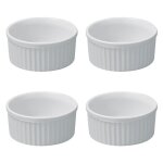 Lot de 4 ramequins en cramique 9 x 4, 5 cm blanc hobby cook