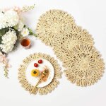 Lot de 4 sets de table tiss�s ronds pour table a manger 27, 9 cm petit napperon en rotin tress� naturel ...