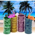 Lot de 4 verres a cocktails statuettes tiki mugs tiki * matire : cramique * lot de 4 fonctions : verres ...