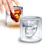 Lot de 4 verres tte de mort - shooter crne pour whisky vodka etc