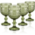 Lot de 4 verres a vin vintage en relief 350 ml