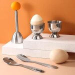 Lot de 5 coupe - ?ufs en acier inoxydable - avec 2 cuill�res - s�parateur de coquetiers - outil de cuisine ...