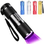 Lot de 5 lampes de poche uv 87 mm l 9 led en r�sine uv 395 nm noir portable lumi�re uv d�tecteur d'urine ...