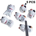 Lot de 5 porte - baguettes en cramique style chat porte - baguettes goodnice