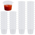 Lot de 55 petits r�cipients de 28, 3 g avec couvercles, pots a sauce ronds en plastique pp a emporter, ...