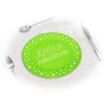 Lot de 6 assiettes anniversaire carton vert d 18 cm