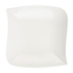 Lot de 6 assiettes creuses carres  vague  21cm blanc