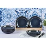 Lot de 6 assiettes creuses en gr�s bleu d22. 5