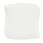 Lot de 6 assiettes a dessert carres  vague  22cm blanc