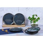 Lot de 6 assiettes a dessert en gr�s bleu d21. 5