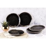 Lot de 6 assiettes a dessert en gr�s noir d21