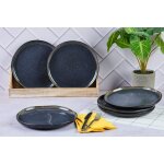Lot de 6 assiettes plates en grs bleu d26