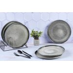 Lot de 6 assiettes plates en gr�s gris d28