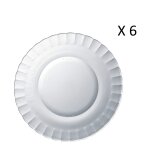 Lot de 6 - assiette plate ondul�e en verre 23 cm transparent
