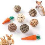 Lot de 6 balles de jeu pour petits animaux, boules d'herbe a m�cher et jouets a m�cher roulants pour ...