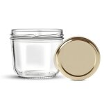 Lot de 6 bocaux - verrine conique 240ml - avec les couvercles dorés Lot de 6 bocaux - verrine conique 240ml - avec les couvercles dorés