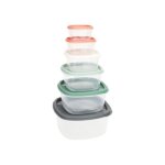 Lot de 6 botes a lunch en plastique avec couvercles de diffrentes couleurs et dimensions
