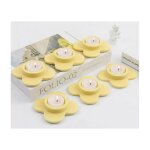 Lot de 6 bougeoirs en c�ramique forme fleur jaune pour bougie chauffe - plat d�coration de table mariage ...
