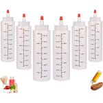 Lot de 6 bouteilles de ketchup de 250 ml, avec bouchon anti - fuite et graduations, pour moutarde, assaisonnem ... Lot de 6 bouteilles de ketchup de 250 ml, avec bouchon anti - fuite et graduations, pour moutarde, assaisonnem ...