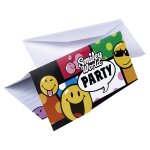 Lot 6 cartes d'invitation et enveloppes smiley comic, emoticone, anniversaire, occasion diverse - amscan ...