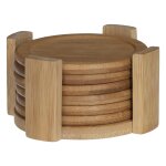 Lot de 6 dessous de verre en bambou et son rack de rangement