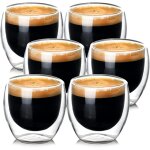 Lot de 6 tasses a expresso a double paroi en verre borosilicat - effet flottant pour boissons chaudes ...