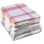 Lot de 6 torchons de cuisine - home linge passion - 100% coton - 50 x 70 cm - multicolore a carreaux