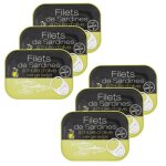 Lot 6x filets de sardines a l'huile d'olive vierge extra - conserve 100g Lot 6x filets de sardines a l'huile d'olive vierge extra - conserve 100g