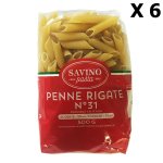 Lot 6x pâtes penne rigate n31 - savino pasta - paquet 500g Lot 6x pâtes penne rigate n31 - savino pasta - paquet 500g