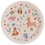 Lot 8 assiettes 23 cm rondes en papier fort d'hiver - nol - amscan