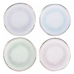Lot 8 assiettes en papier - forme irr�guli�re - couleur pastel bordure rose dor� env 24 x 25 cm - ginger ...
