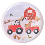 Lot 8 assiettes en papier sc�ne de la ferme - tracteur - animaux de la ferme env 23cm - ginger ray