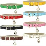 Lot de 8 colliers pour chat en cuir avec clochettes et boucles en m�tal poli durable et r�glable, faits ...