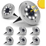 Lot de 8 lampe solaire extérieur, 8 leds au blanc froid etanche ip65 lampe solaire spot encastrable pour ... Lot de 8 lampe solaire extérieur, 8 leds au blanc froid etanche ip65 lampe solaire spot encastrable pour ...