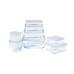 Lot de 8 plats de conservation en verre rectangulaire carr rond avec couvercle - cook & freeze pyrex ...
