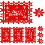 Lot de 8 sets tapis de table de nol et sous - verres, napperons de nol rouges flocon de neige joyeux ...