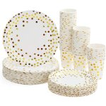 Lot assiettes et gobelets jetables 180 pièces vaisselle carton jetable pour anniversaire fêtes mariage ... Lot assiettes et gobelets jetables 180 pièces vaisselle carton jetable pour anniversaire fêtes mariage ...