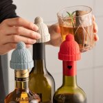 Lot de bouchon de bouteille de vin silicone, bouchons a vin en forme du chapeau bouchons de vin r�utilisables ...