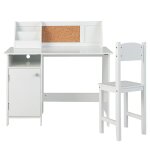 Lot de bureau et chaise enfants 90 x 45 x 86 cm assise ergonomique tableau d'affichage style moderne ...