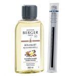 Lot : recharge bouquet maison berger poussi�re d'ambre + 8 brins