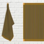 Lot de torchons de cuisine coton kent anthracite et jaune, par soleil d'ocre