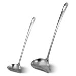 Louche a soupe en acier inoxydable, bec verseur, cuillre a sauce, petites cuillres culinaires, 2 pices ...