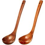 Louche a soupe en bois 2 pices, cuillre a soupe a long manche, ustensiles de cuisine pour la cuisine, ...