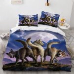 Loup animal housse couette ado x cm avec taies d'oreiller xcm polyester - coton housses de couettes doux ...