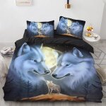 Loup animal housse de couette x cm polyester - coton parure de lit anti - allergique housse de couette ...