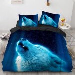 Loup animal parure lit housse couette cm x cm polyester - coton housse couette x avec taies d'oreiller ...