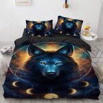 Loup animal parures de lit housse couette x cm polyester coton housse de couette personnes avec taies ...