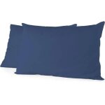 Lovely home lot de 2 taies d'oreiller rectangulaires - 50 x 70 cm - 100% coton - bleu