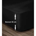 Lovely home drap housse 100% coton 160x200cm - bonnet 35cm - noir